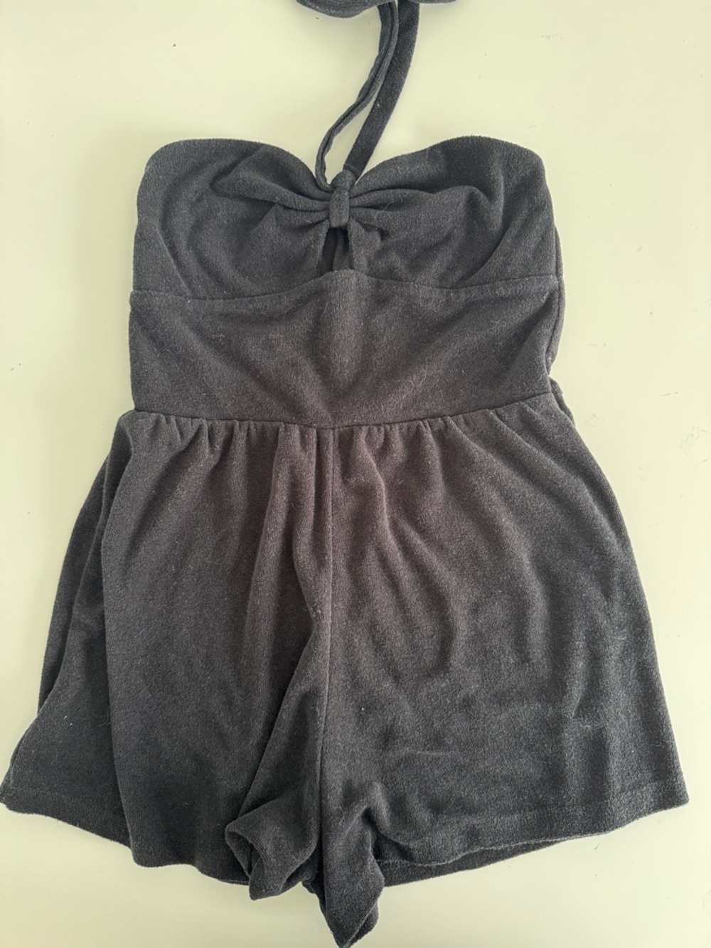 Wild fable Strapless Black Terry Romper with Tie Detail. Size XS